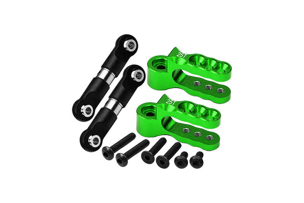 Aluminum 7075 Alloy Servo Horn 25T With Stainless Steel Adjustable Steering Link For Traxxas 1:10 E-Revo VXL Brushless / Revo 3.3 / Slayer Pro / Summit / T-Maxx 3.3 / 1:7 AWD XO-01 Upgrades - Green