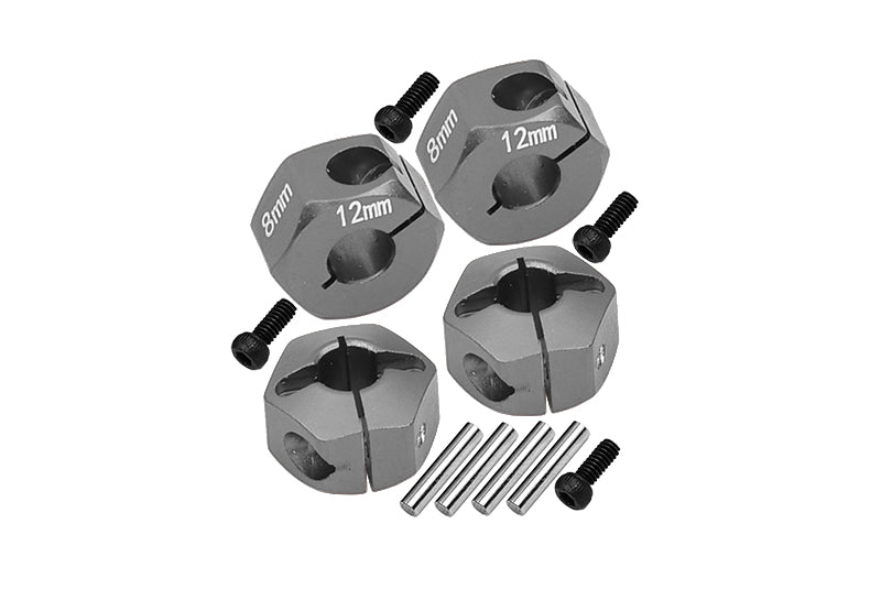 Aluminum Hex Adapters 8mm Thick For 1/10 Traxxas Ford GT 4-Tec 2.0 83056-4 / 4-Tec 3.0 93054-4 - 4Pc Set Gray Silver