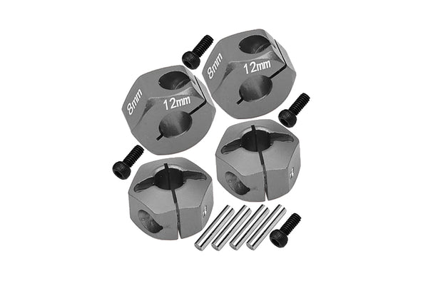 Aluminum Hex Adapters 8mm Thick For 1/10 Traxxas Ford GT 4-Tec 2.0 83056-4 / 4-Tec 3.0 93054-4 - 4Pc Set Gray Silver