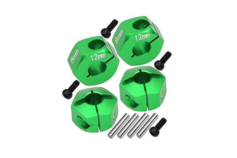 Aluminum Hex Adapters 8mm Thick For 1/10 Traxxas Ford GT 4-Tec 2.0 83056-4 / 4-Tec 3.0 93054-4 - 4Pc Set Green