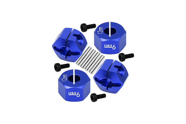 Aluminum Hex Adapters 9mm Thick For 1/10 Traxxas Ford GT 4-Tec 2.0 83056-4 / 4-Tec 3.0 93054-4 - 4Pc Set Blue