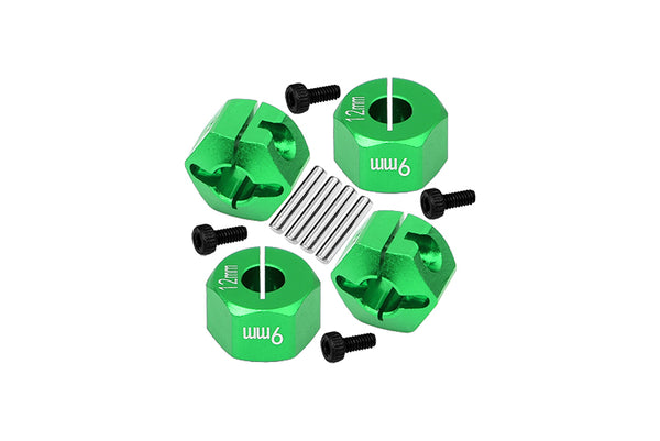 Aluminum Hex Adapters 9mm Thick For 1/10 Traxxas Ford GT 4-Tec 2.0 83056-4 / 4-Tec 3.0 93054-4 - 4Pc Set Green