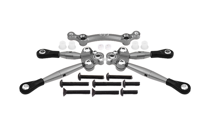 Aluminum Front Tie Rods With Stabilizer For C Hub For 1/10 Traxxas Ford GT 4-Tec 2.0 83056-4 / 4-Tec 3.0 93054-4 - 3Pc Set Gray Silver