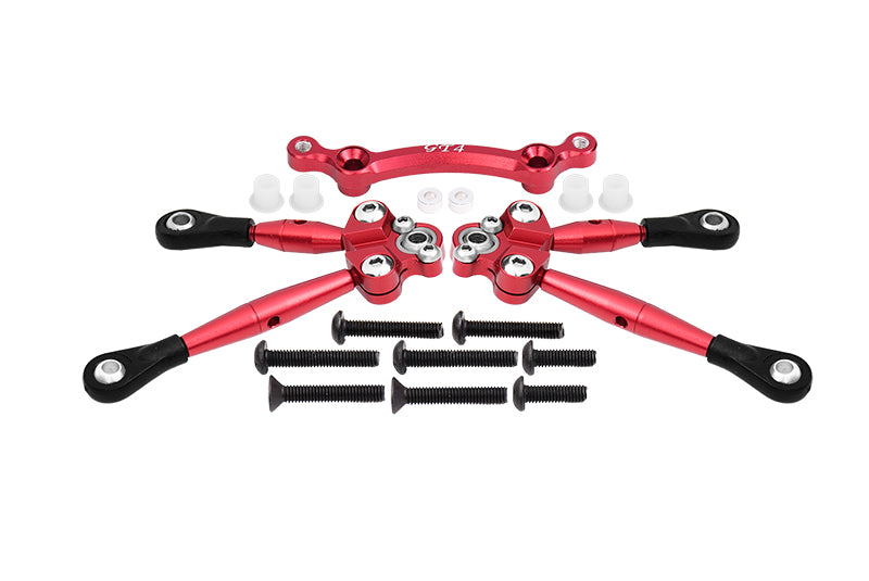 Aluminum Front Tie Rods With Stabilizer For C Hub For 1/10 Traxxas Ford GT 4-Tec 2.0 83056-4 / 4-Tec 3.0 93054-4 - 3Pc Set Red