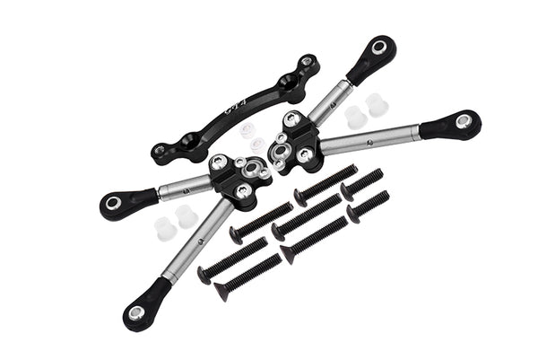 Titanium Front Tie Rods With Stabilizer For C Hub For 1/10 Traxxas Ford GT 4-Tec 2.0 83056-4 / 4-Tec 3.0 93054-4 - 15Pc Set Black