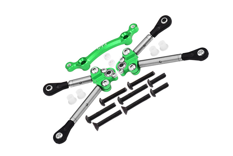 Titanium Front Tie Rods With Stabilizer For C Hub For 1/10 Traxxas Ford GT 4-Tec 2.0 83056-4 / 4-Tec 3.0 93054-4 - 15Pc Set Green