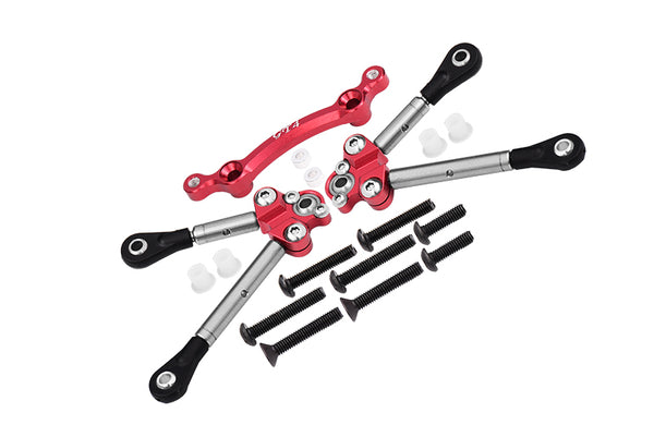 Titanium Front Tie Rods With Stabilizer For C Hub For 1/10 Traxxas Ford GT 4-Tec 2.0 83056-4 / 4-Tec 3.0 93054-4 - 15Pc Set Red