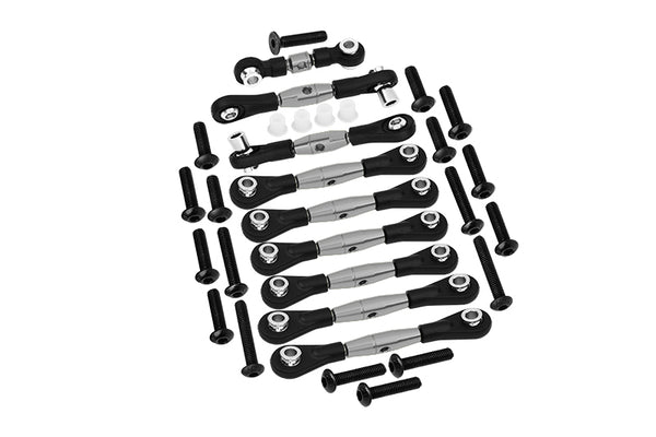 Aluminum Tie Rods For 1/10 Traxxas Ford GT 4-Tec 2.0 83056-4 / 4-Tec 3.0 93054-4 - 9Pc Set Gray Silver