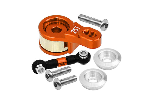 Aluminum Servo Saver With Aluminum Steering Link For 1/10 Traxxas Ford GT 4-Tec 2.0 83056-4 / 4-Tec 3.0 93054-4 - 6Pc Set Orange