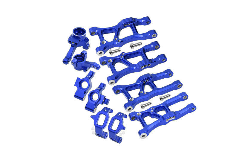 Traxxas Ford GT 4-Tec 2.0 (83056-4) Aluminum Front Lower Arms, Rear Lower Arms, Front+Rear Knuckle Arms, Front C Hubs Combo Packs - 18Pc Set Blue