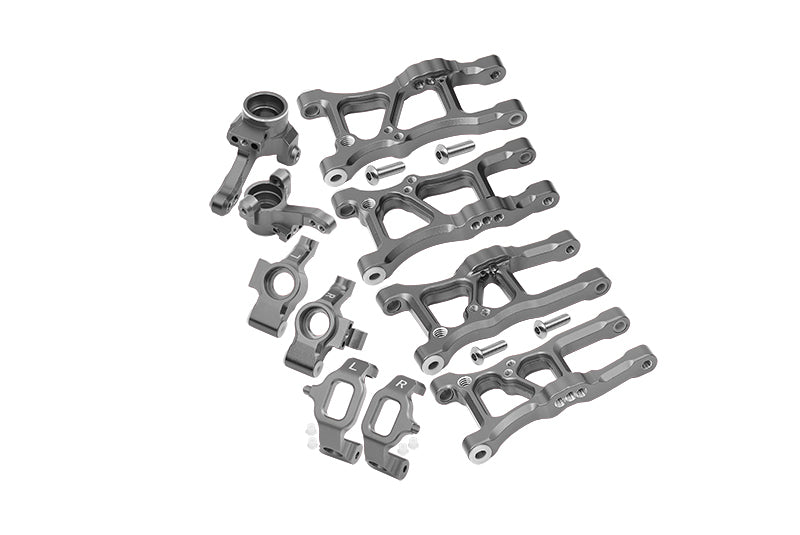 Traxxas Ford GT 4-Tec 2.0 (83056-4) Aluminum Front Lower Arms, Rear Lower Arms, Front+Rear Knuckle Arms, Front C Hubs Combo Packs - 18Pc Set Gray Silver