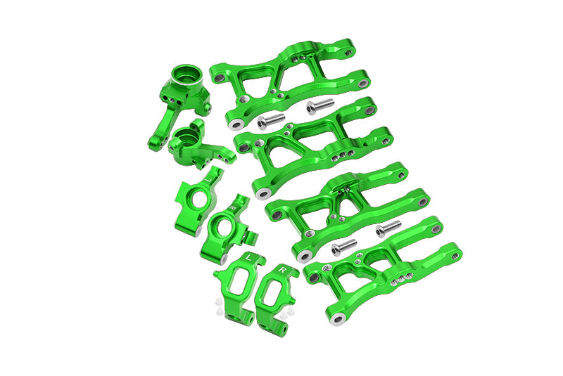 Traxxas Ford GT 4-Tec 2.0 (83056-4) Aluminum Front Lower Arms, Rear Lower Arms, Front+Rear Knuckle Arms, Front C Hubs Combo Packs - 18Pc Set Green