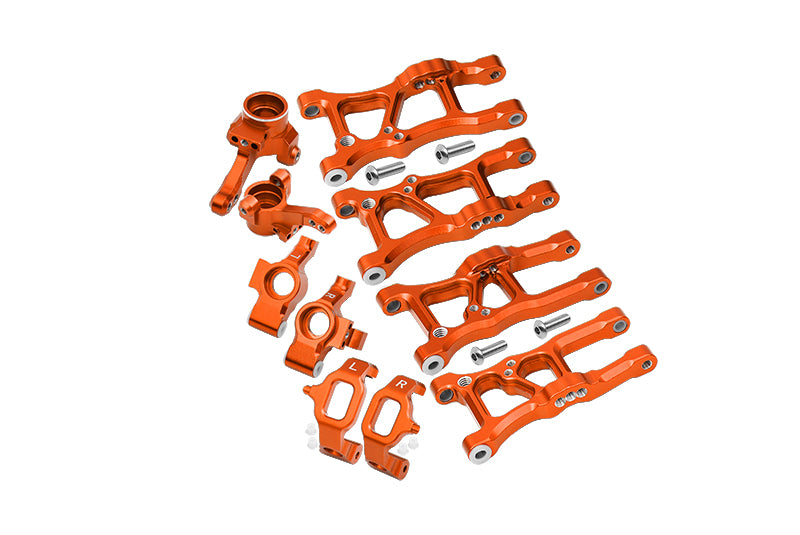 Traxxas Ford GT 4-Tec 2.0 (83056-4) Aluminum Front Lower Arms, Rear Lower Arms, Front+Rear Knuckle Arms, Front C Hubs Combo Packs - 18Pc Set Orange