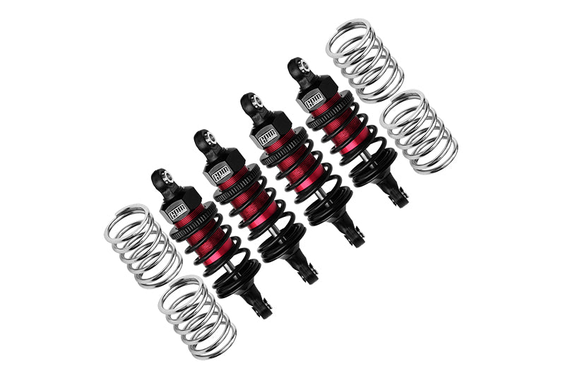 Aluminum 6061 Alloy Front (58mm) +Rear (60mm) Oil Filled Ultra Shocks For Traxxas 1:10 Ford GT 4-TEC 2.0 / 4-TEC 3.0 Chevrolet Corvette Stingray / Ford Mustang GT / Toyota GR Supra GT4 - Red