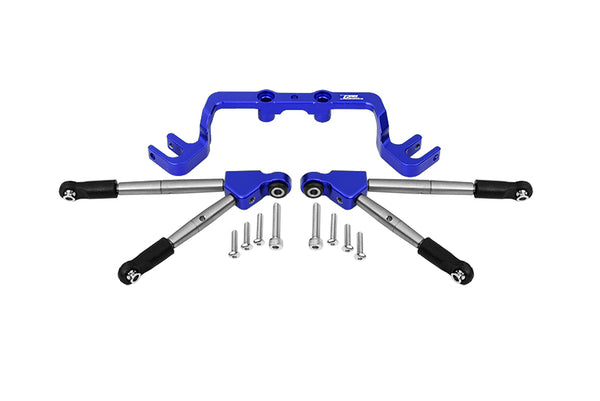 Aluminum Front Tie Rods With Stabilizer For C Hub For 1/10 Traxxas HOSS 4X4 VXL 90076-4 - 11Pc Set Blue