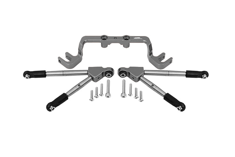 Aluminum Front Tie Rods With Stabilizer For C Hub For 1/10 Traxxas HOSS 4X4 VXL 90076-4 - 11Pc Set Gray Silver