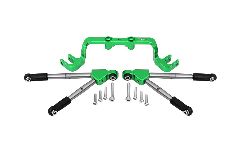 Aluminum Front Tie Rods With Stabilizer For C Hub For 1/10 Traxxas HOSS 4X4 VXL 90076-4 - 11Pc Set Green