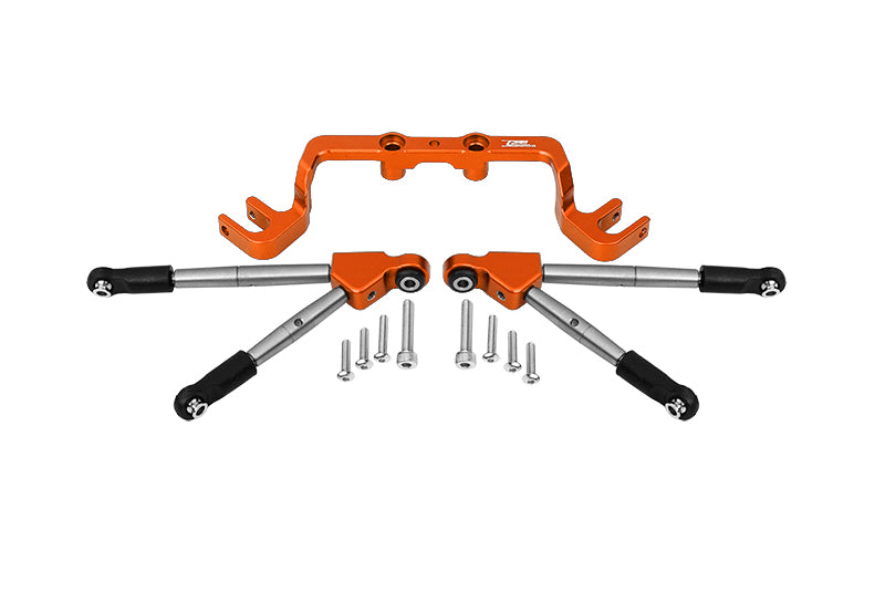 Aluminum Front Tie Rods With Stabilizer For C Hub For 1/10 Traxxas HOSS 4X4 VXL 90076-4 - 11Pc Set Orange