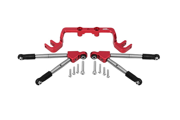 Aluminum Front Tie Rods With Stabilizer For C Hub For 1/10 Traxxas HOSS 4X4 VXL 90076-4 - 11Pc Set Red