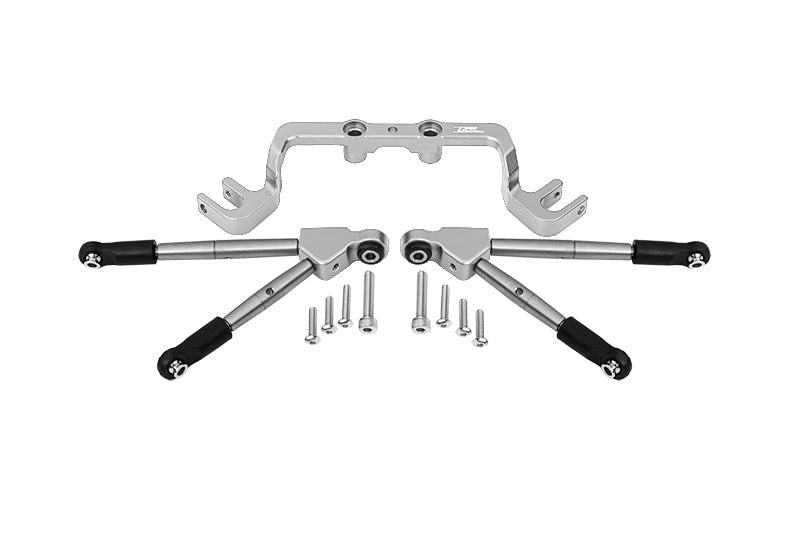 Aluminum Front Tie Rods With Stabilizer For C Hub For 1/10 Traxxas HOSS 4X4 VXL 90076-4 - 11Pc Set Silver