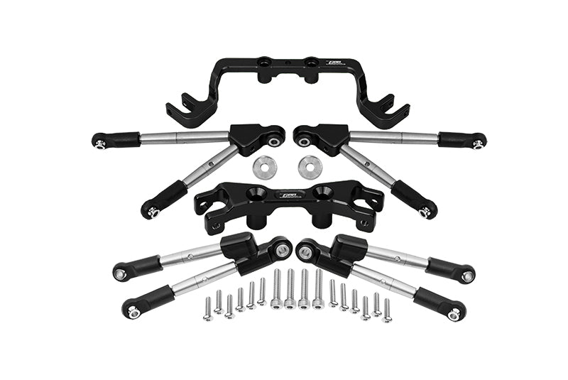 Aluminum Front & Rear Tie Rods With Stabilizer For 1/10 Traxxas HOSS 4X4 VXL 90076-4 - 24Pc Set Black