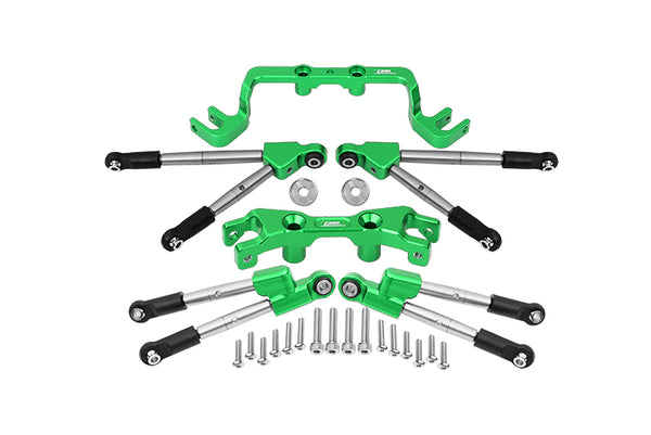 Aluminum Front & Rear Tie Rods With Stabilizer For 1/10 Traxxas HOSS 4X4 VXL 90076-4 - 24Pc Set Green