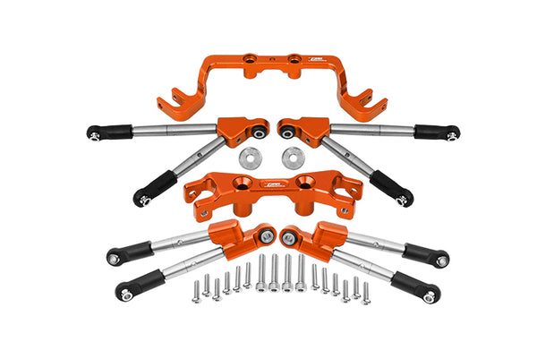 Aluminum Front & Rear Tie Rods With Stabilizer For 1/10 Traxxas HOSS 4X4 VXL 90076-4 - 24Pc Set Orange