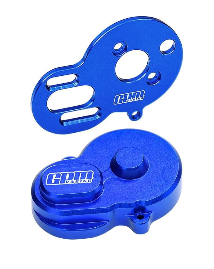 Aluminum 7075 Alloy Motor Plate & Rear Main Gear Cover For LOSI 1/24 Micro-B 2WD Buggy RTR-LOS00007 Upgrade Parts - Blue