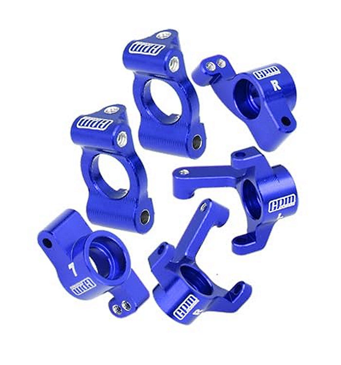 7075 Alloy Front Caster Blocks + Front Knuckle Arm + Rear Hubs Aluminum Upgrade Combo For LOSI 1/24 Micro-B 2WD Buggy RTR-LOS00007 - Blue