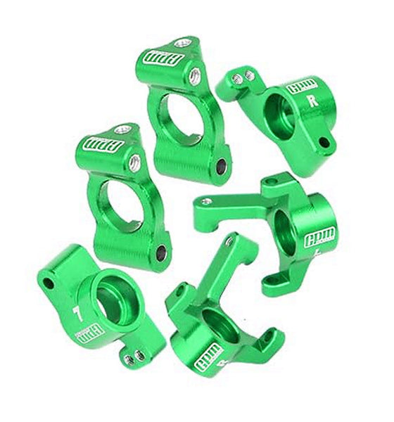 7075 Alloy Front Caster Blocks + Front Knuckle Arm + Rear Hubs Aluminum Upgrade Combo For LOSI 1/24 Micro-B 2WD Buggy RTR-LOS00007 - Green