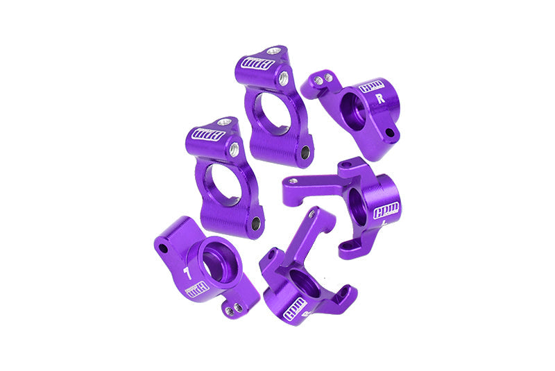 Aluminum 7075 Alloy Front Caster Blocks + Front Knuckle Arm + Rear Hubs Aluminum Combo Set For LOSI 1/24 Micro-B 2WD Buggy RTR-LOS00007 Upgrades - Purple