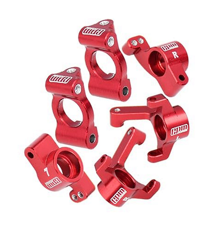 7075 Alloy Front Caster Blocks + Front Knuckle Arm + Rear Hubs Aluminum Upgrade Combo For LOSI 1/24 Micro-B 2WD Buggy RTR-LOS00007 - Red