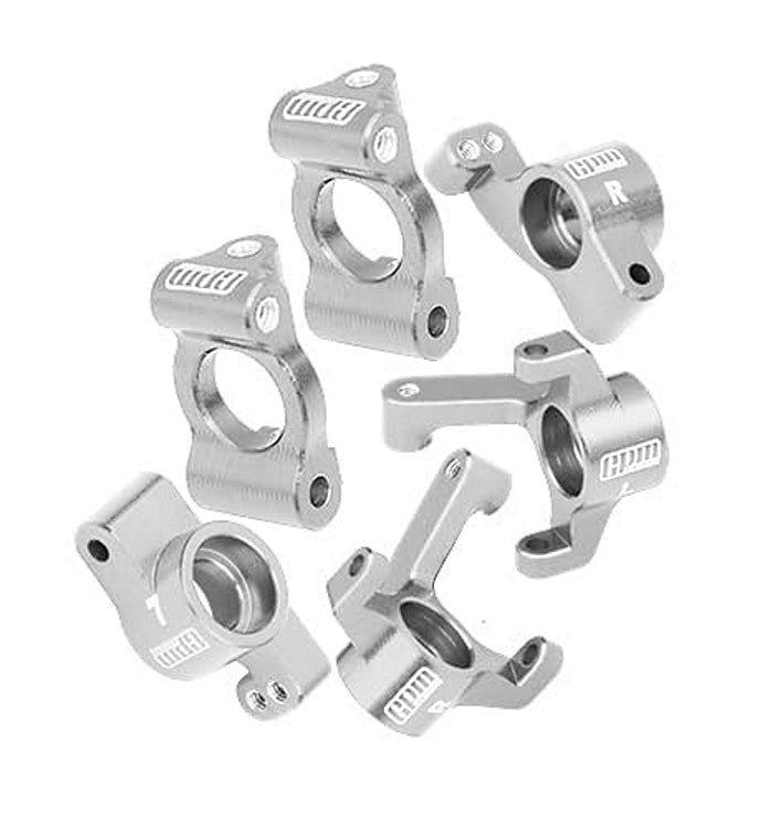 7075 Alloy Front Caster Blocks + Front Knuckle Arm + Rear Hubs Aluminum Upgrade Combo For LOSI 1/24 Micro-B 2WD Buggy RTR-LOS00007 - Silver