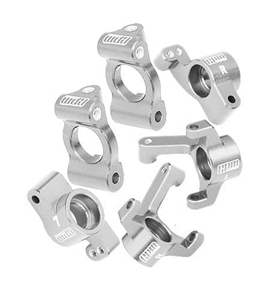 7075 Alloy Front Caster Blocks + Front Knuckle Arm + Rear Hubs Aluminum Upgrade Combo For LOSI 1/24 Micro-B 2WD Buggy RTR-LOS00007 - Silver