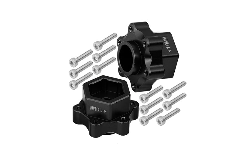 Aluminum Hex Adapters Converter (+10mm) For Losi 1:8 LMT 4WD Solid Axle Monster Truck LOS04022 / LMT Grave Digger / Son-uva Digger LOS04021 / TLR Tuned LMT Kit LOS04027 Upgrades - 14Pc Set Black