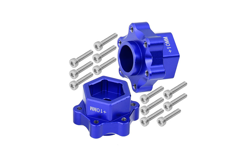 Aluminum Hex Adapters Converter (+10mm) For Losi 1:8 LMT 4WD Solid Axle Monster Truck LOS04022 / LMT Grave Digger / Son-uva Digger LOS04021 / TLR Tuned LMT Kit LOS04027 Upgrades- 14Pc Set Blue