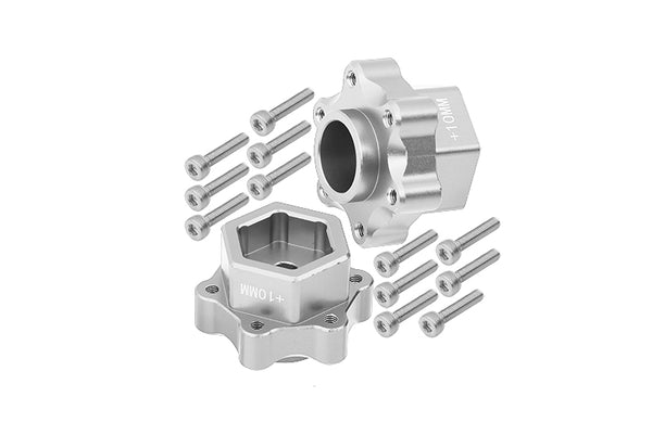 Aluminum Hex Adapters Converter (+10mm) For Losi 1:8 LMT 4WD Solid Axle Monster Truck LOS04022 / LMT Grave Digger / Son-uva Digger LOS04021 / TLR Tuned LMT Kit LOS04027 Upgrades - 14Pc Set Silver