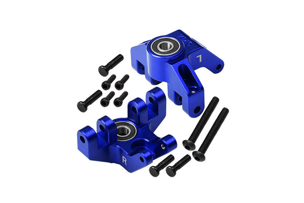 Aluminum 7075 Front Spindle Set (Larger Inner Bearings) For Losi 1:8 LMT 4WD Solid Axle Monster Truck LOS04022 / LMT Mega Truck Brushless LOS04024 / LMT Grave Digger/Son-uva Digger LOS04021 - Blue