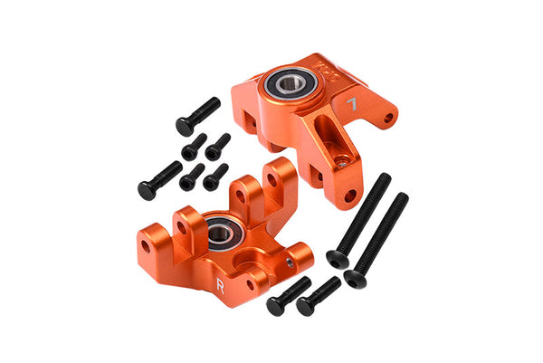 Aluminum 7075 Front Spindle Set (Larger Inner Bearings) For Losi 1:8 LMT 4WD Solid Axle Monster Truck LOS04022 / LMT Mega Truck Brushless LOS04024 / LMT Grave Digger/Son-uva Digger LOS04021 - Orange