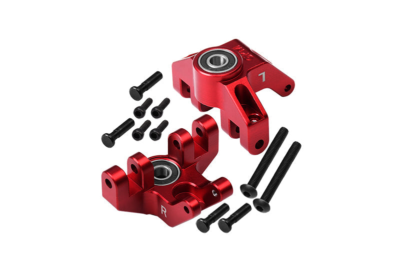 Aluminum 7075 Front Spindle Set (Larger Inner Bearings) For Losi 1:8 LMT 4WD Solid Axle Monster Truck LOS04022 / LMT Mega Truck Brushless LOS04024 / LMT Grave Digger/Son-uva Digger LOS04021 - Red