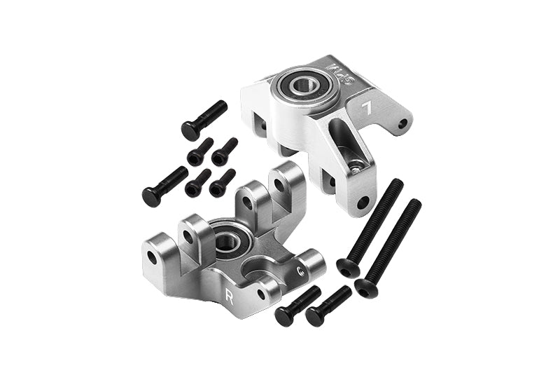 Aluminum 7075 Front Spindle Set (Larger Inner Bearings) For Losi 1:8 LMT 4WD Solid Axle Monster Truck LOS04022 / LMT Mega Truck Brushless LOS04024 / LMT Grave Digger/Son-uva Digger LOS04021 - Silver