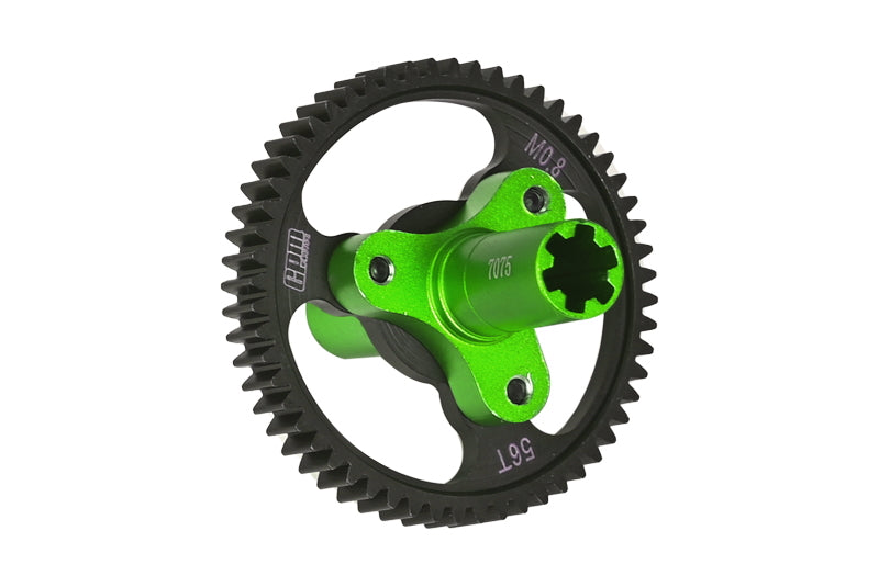 Medium Carbon Steel 56T Spur Gear 0.8 Module/32 Pitch for Arrma 1:10 KRATON 4S / SENTON 3S / VORTEKS 3S / Outcast 4S / Big Rock V3 / Granite 3S / 1:8 Vendetta 3S / Infraction V3 / Typhon 3S - Green