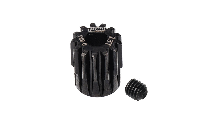 R/C Car Parts : 40Cr Steel Motor Gear 13T (32 Pitch, Module: 0.8mm, Motor Tooth Diameter: 5mm) - Black