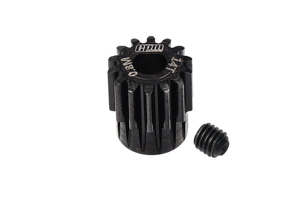 R/C Car Parts : 40Cr Steel Motor Gear 14T (32 Pitch, Module: 0.8mm, Motor Tooth Diameter: 5mm) - Black