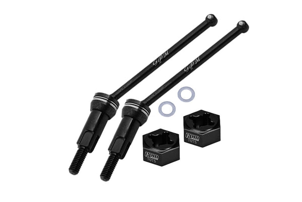 4140 Medium Carbon Steel Front Or Rear CVD Drive Shafts With Aluminum 7075 Wheel Hex For Arrma 1:18 4WD GRANITE GROM MEGA 380 BRUSHED-ARA2102 / TYPHON GROM MEGA 380 BRUSHED-ARA2106 Upgrades  - Black