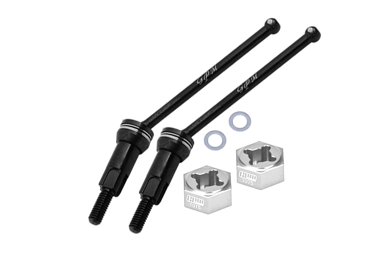 4140 Medium Carbon Steel Front Or Rear CVD Drive Shafts With Aluminum 7075 Wheel Hex For Arrma 1:18 4WD GRANITE GROM MEGA 380 BRUSHED-ARA2102 / TYPHON GROM MEGA 380 BRUSHED-ARA2106 Upgrades  - Silver