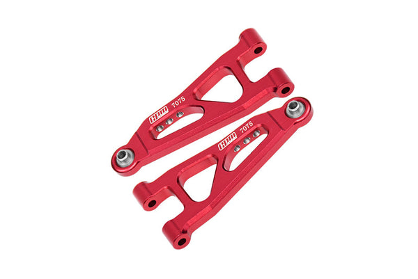 Aluminum 7075 Alloy Front Lower Suspension Arms For Arrma 1/14 MOJAVE GROM MEGA 380 BRUSHED 4X4 SMALL SCALE DESERT TRUCK RTR-ARA2104 Upgrades - Red