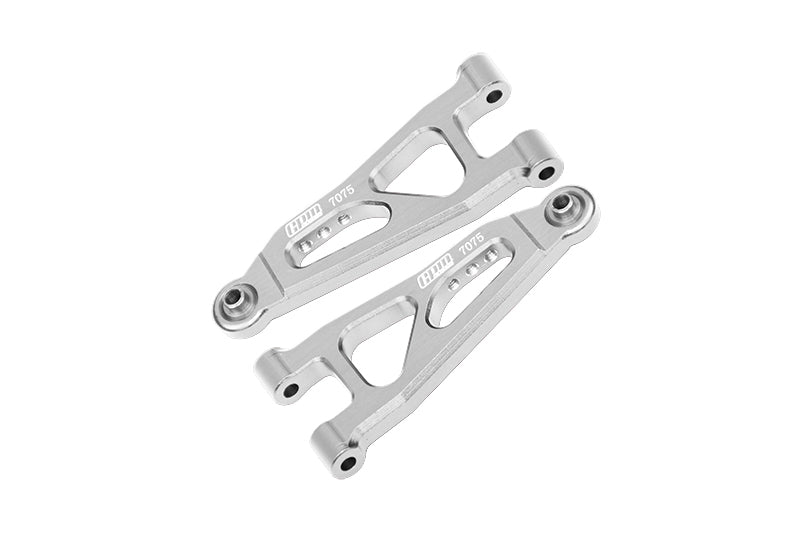 Aluminum 7075 Alloy Front Lower Suspension Arms For Arrma 1/14 MOJAVE GROM MEGA 380 BRUSHED 4X4 SMALL SCALE DESERT TRUCK RTR-ARA2104 Upgrades - Silver