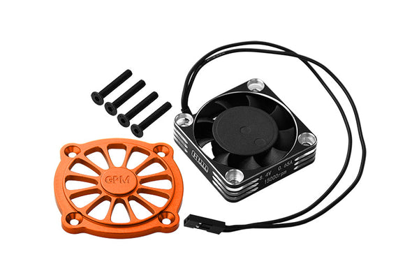 Aluminum 7075 Alloy Motor Heatsink With Metal Frame Cooling Fan And Protective Cover For Arrma 1/10 Gorgon 4X2 Mega 550 Brushed Monster Truck-ARA3230 Upgrades - Orange