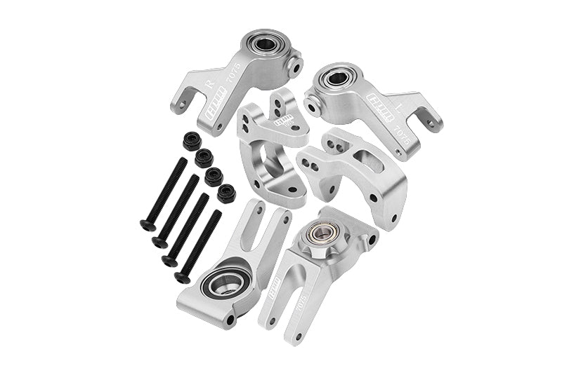 Aluminum 7075 Front C Hubs & Front Steering Block & Rear Hub (Larger Inner Bearings) For Arrma 1/10 GORGON 4X2 Mega 550 Brushed Monster Truck-ARA3230 Upgrades - Silver